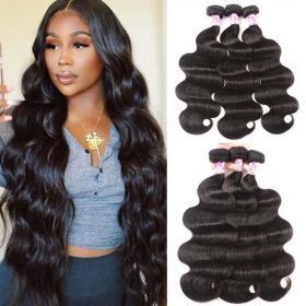 Human Hair Bundle Extensions Body Wave Natural Color (Option: 16inch)