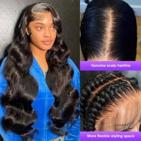 13x4 Lace Front Human Hair Wigs Natural Color Body Wave Density (Option: 14inch)