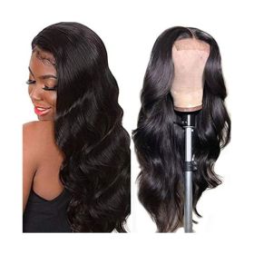 4x4 Lace Closure Wig Human Hair Natural Color Body Wave Density (Option: 20inch)