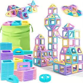 Large Macaron Color Magnetic Blocks Scattered Pieces Changeable Building Blocks With Storage Bag Children's Educational Magnetic Assembly Toys Gr (Quantity: 68Pcs)