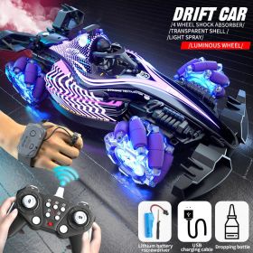 Remote control toy car F1 racing style, with music and light, the tail can be spray. (Color: Purple)